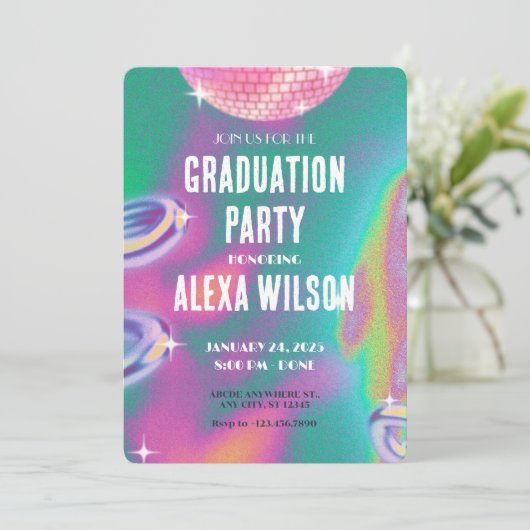 Invitation Fête de graduation rétro y2k (Debout devant)