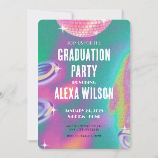 Invitation Fête de graduation rétro y2k (Devant)