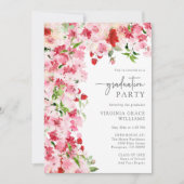 Invitation Fête de graduation rose rouge (Devant)