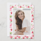 Invitation Fête de graduation rose rouge (Dos)