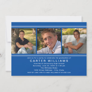 Invitation Fête de graduation Royal Blue Photo Moderne