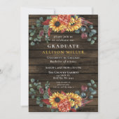 Invitation Fête de graduation Rustic Barn Wood Sunflowers (Devant)