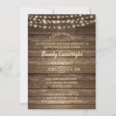 Invitation Fête de graduation Rustic Wood et String Lights (Devant)