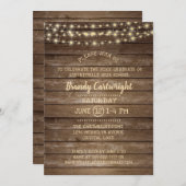 Invitation Fête de graduation Rustic Wood et String Lights (Devant / Derrière)