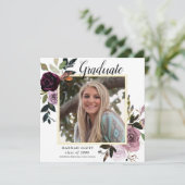 Invitation Fête de graduation Rustique violet rose floral (Debout devant)