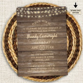 Invitation Fête de graduation Rustique Wood & String Lights