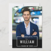 Invitation Fête de graduation Simple Noir Blanc moderne (Devant)