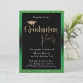 Invitation Fête de graduation vert brillant Ombre Confetti (Debout devant)