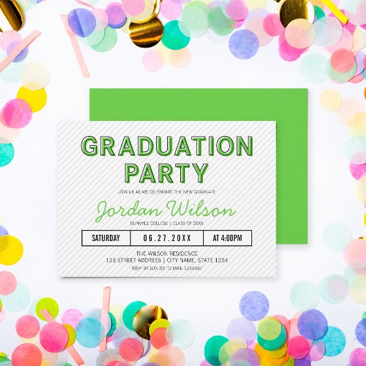 Invitation Fête de Graduation verte