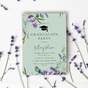 Invitation Fête de graduation verte moderne