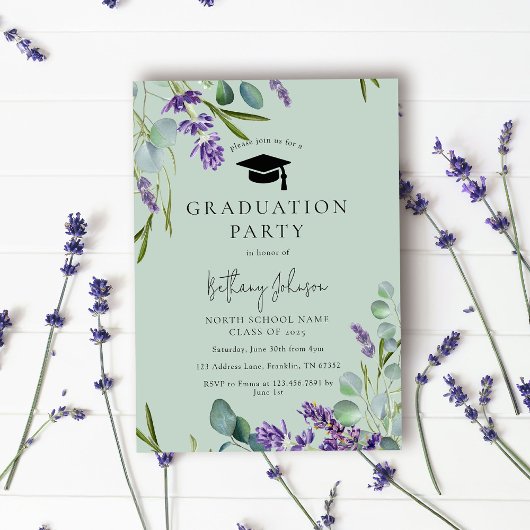 Invitation Fête de graduation verte moderne