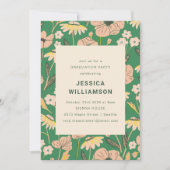 Invitation Fête de graduation vintage verte et rose (Devant)