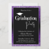 Invitation Fête de graduation violet brillant Ombre Confetti (Devant)