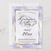 Invitation Fête de graduation Violet & Marbre d'or (Devant)