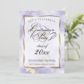 Invitation Fête de graduation Violet & Marbre d'or (Debout devant)