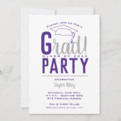 Invitation Fête de graduation violette et gris (Devant)