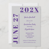 Invitation Fête de graduation violette et gris (Devant)