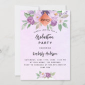 Invitation Fête de graduation violette fleurs violet (Devant)