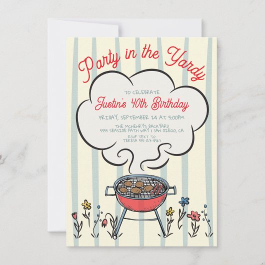 Invitation Fête de grillades fumées dans la cour (Devant)