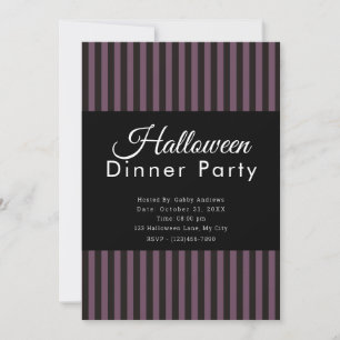 Invitation Fête de Halloween à rayures violettes et noires po