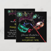 Invitation FÊTE DE HALLOWEEN AU MASQUE, Noir blanc bleu (Devant / Derrière)