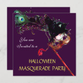 Invitation FÊTE DE HALLOWEEN AU MASQUE, Noir Violet (Devant / Derrière)