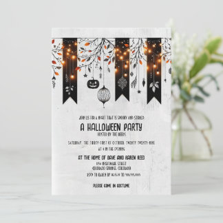 Invitation Fête de Halloween avec guirlande étincelante