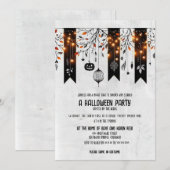 Invitation Fête de Halloween avec guirlande étincelante (Devant / Derrière)