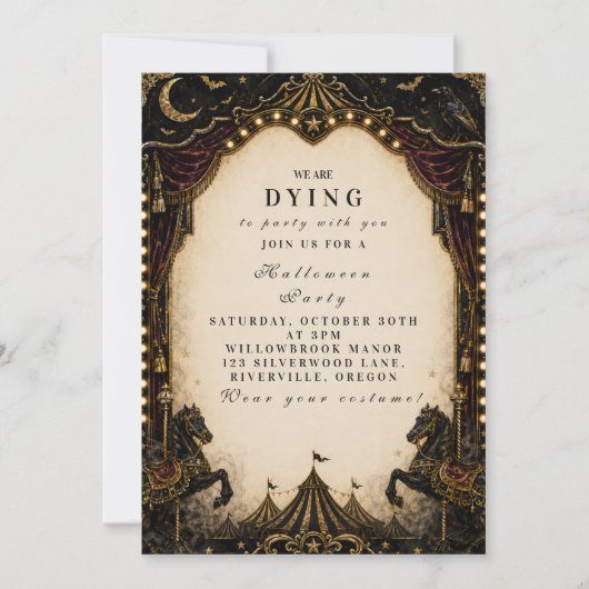 Invitation Fête de Halloween Carnaval Luxueuse (Devant)