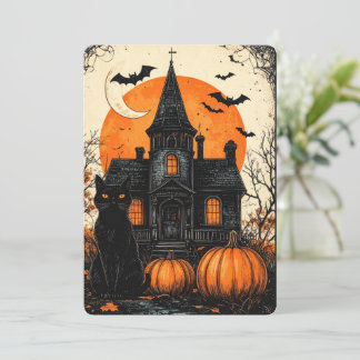 Invitation Fête de Halloween dans une maison hantée vintage