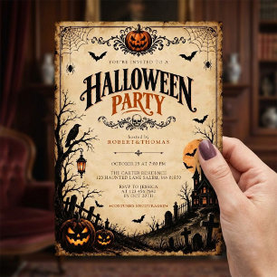 Invitation Fête de Halloween de nuit étrange gothique vintage