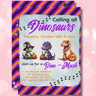Invitation Fête de Halloween Dino-Mash Dinosaure