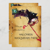 Invitation FÊTE DE HALLOWEEN EN MASQUERADE, parchemin (Devant / Derrière)
