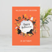 Invitation Fête de Halloween Joyeuse soirée tendance design (Debout devant)