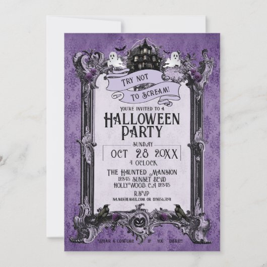 Invitation Fête de Halloween Maison Hantée (Devant)