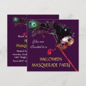 Invitation FÊTE DE HALLOWEEN MASQUÉE, Noir Violet (Devant / Derrière)