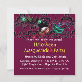 Invitation FÊTE DE HALLOWEEN MASQUERADE DAMASK violet bleu (Dos)