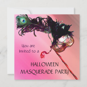 Invitation FÊTE DE HALLOWEEN MASQUERADE, soie rouge jaune