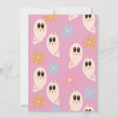 Invitation Fête de Halloween Rétro Fleurie Fantôme Groovy Ros (Dos)