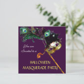 Invitation FÊTE DE HALLOWEEN SOUS MASQUE Violet noir bleu bla (Debout devant)