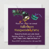Invitation FÊTE DE HALLOWEEN SOUS MASQUE Violet noir bleu bla (Dos)