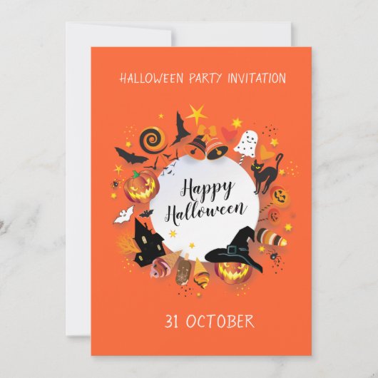 Invitation Fête de Halloween tendance design joyeux (Devant)