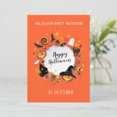 Invitation Fête de Halloween tendance design joyeux (Debout devant)