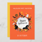 Invitation Fête de Halloween tendance design joyeux (Devant / Derrière)