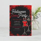 Invitation Fête de Halloween tenue rouge et noir (Debout devant)