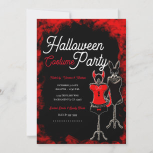 Invitation Fête de Halloween tenue rouge et noir