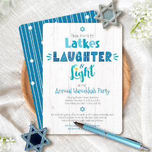 Invitation Fête de Hanoucca Latke Rires Lumière Rustique Mode