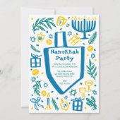 Invitation Fête de Hanoukka Fantaisiste et Mignonne sur Mesur (Devant)