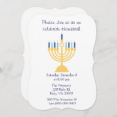 Invitation Fête de Hanukkah bleu et blanc (Devant / Derrière)