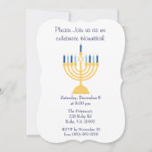 Invitation Fête de Hanukkah bleu et blanc (Devant)